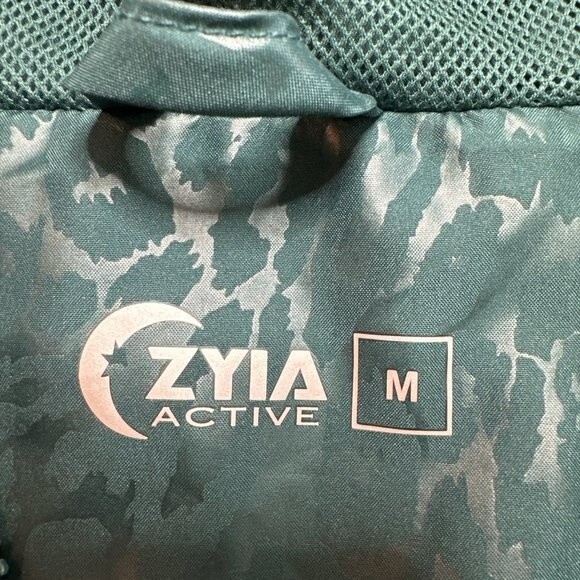 Zyia Active Hoodie Jacket Teal Green Leopard Print Windbreaker Full Zip Size M - Picture 11 of 15